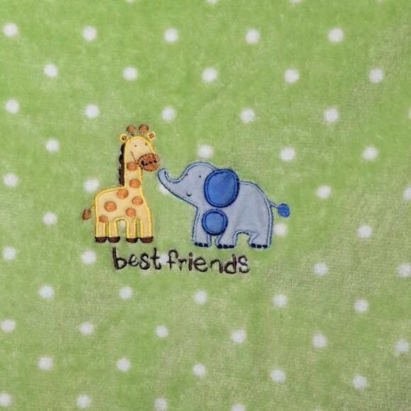Just Born Best Friends Giraffe Elephant Dots Security Lovey Blanket 28" X 40"